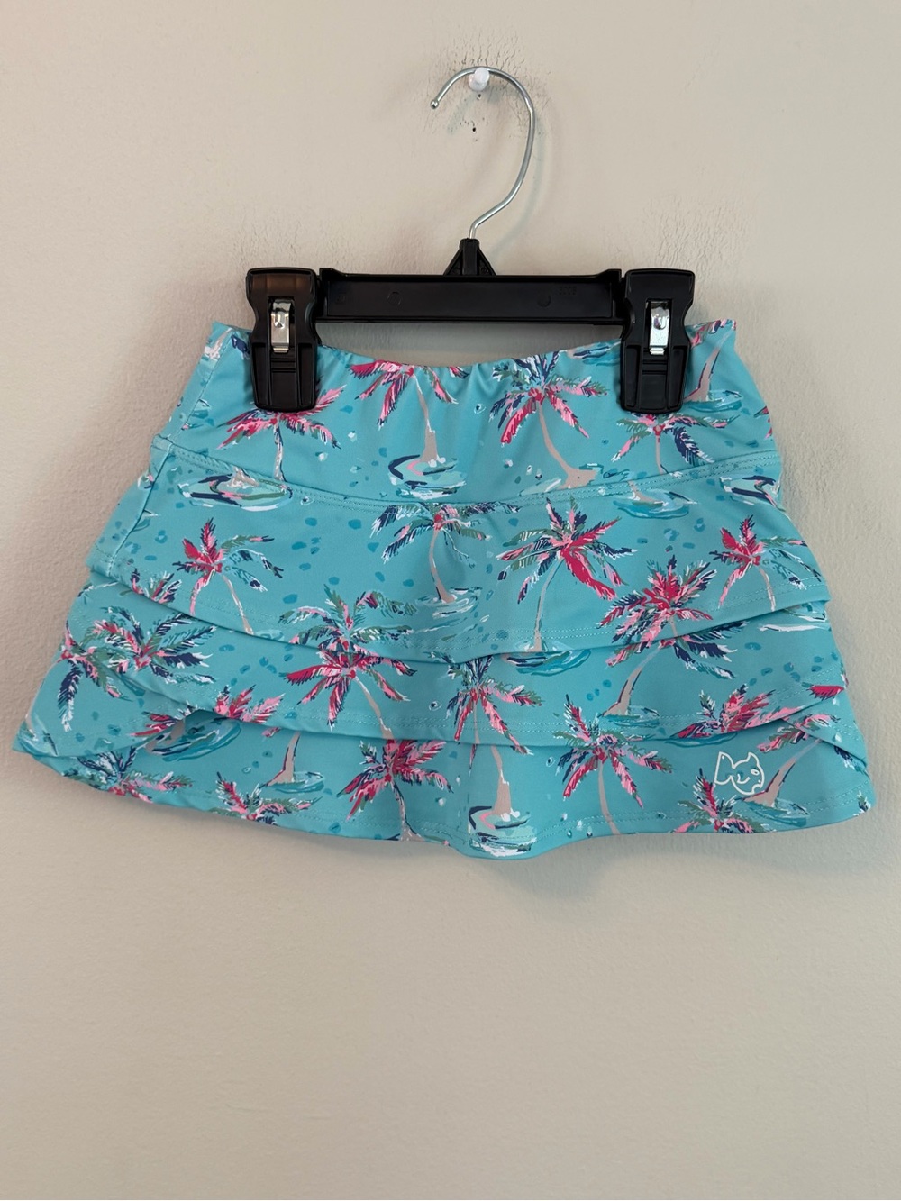 Prodoh Turquoise Palm-Print Tiered Skirt